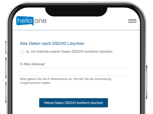 Picture of a GDPR delete functionality