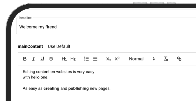 Not a line too many - picture of content-field in software hello one